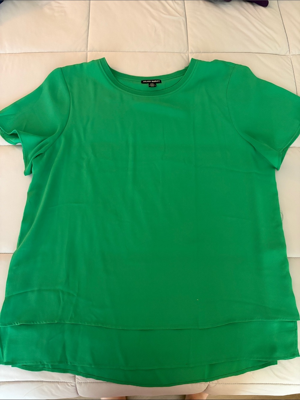 Hilary Radley Bright Green Short Sleeve Layered Hem Tee